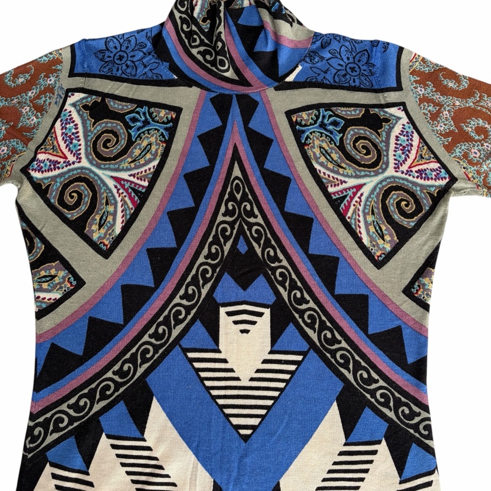 ETRO Multicolor Printed Mock Turtleneck Jumper IT40 - EUC - Picture 8 of 16